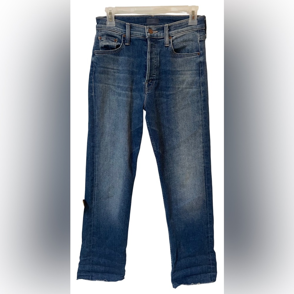 Mother Jeans Women’s 28 The Tomcat Ankle Fray Straight Leg Designer Denim Blue